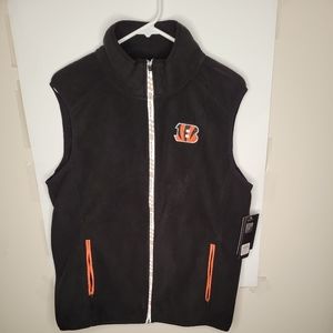 NFL Team Apparel Cincinnati Bengals Full Zip Fleece Vest Men's Small Reflective